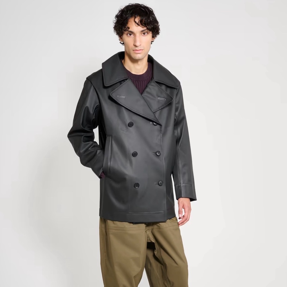 Stutterheim Black Double-Breasted Peacoat